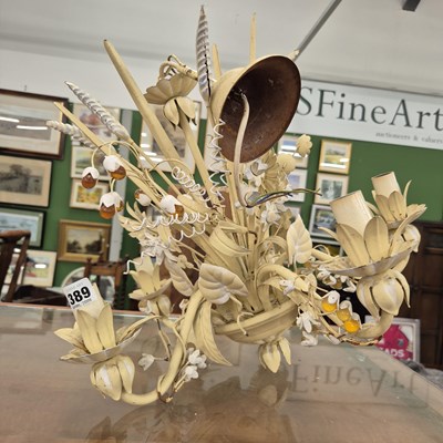 Lot 389 - A wrought metal chandelier