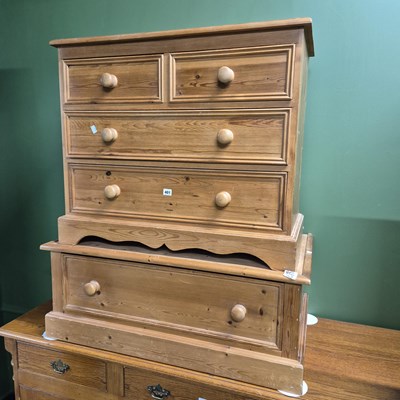 Lot 401 - A pine chest of drawers H 64 W 90D 43cm, and a...