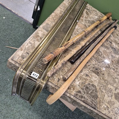 Lot 413 - A Victorian fire fender and various walking...