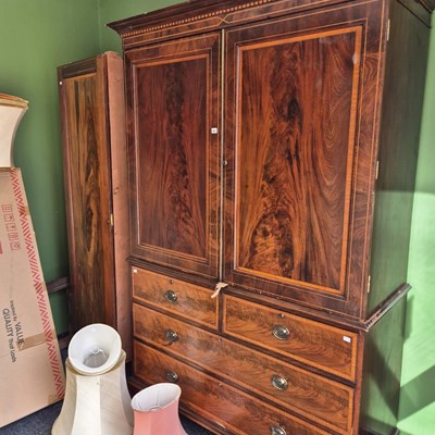 Lot 421 - A 19th century mahogany and inlaid compactum...