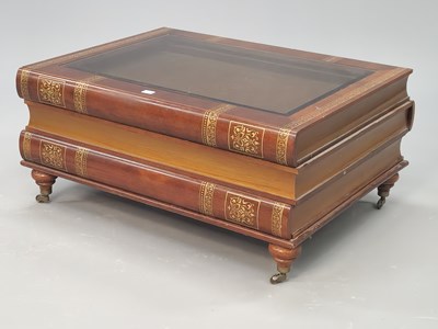 Lot 1375 - A 20th century mahogany coffee table decorated...