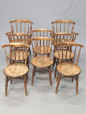 Lot 1390 - A set of eight stick back chairs to include...