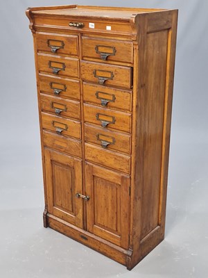 Lot 1394 - A mahogany filing cabinet with two banks of...