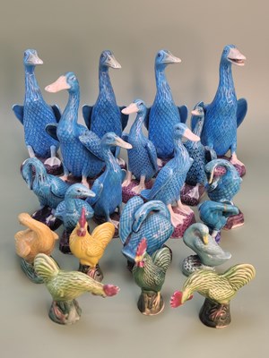 Lot 1400 - A collection of fourteen Chinese turquoise...