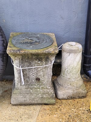 Lot 469 - A cast stone sundial, together with a bird...