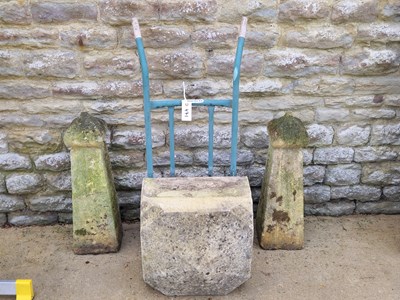 Lot 471 - Two plinths, a wall corner stone with sack...
