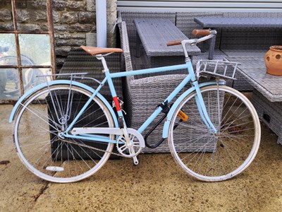 Lot 475 - A vintage style blue bicycle with bow handle...