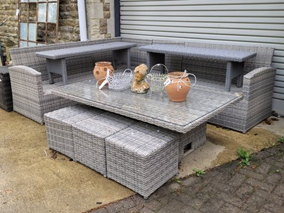 Lot 478 - A large rattan garden suite consisting of L...