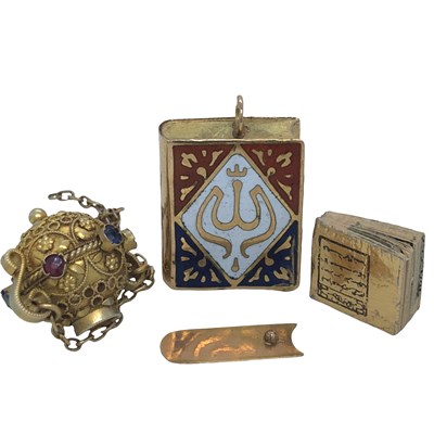 Lot 1157 - A miniature Qur'an case of rectangular form...