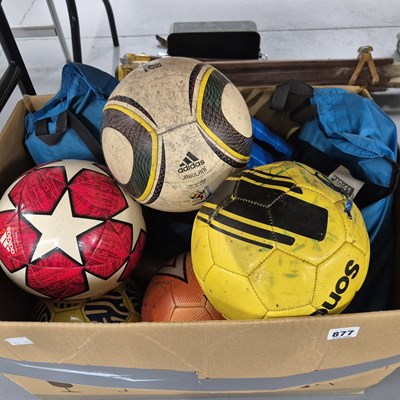 Lot 877 - A box of footballs, etc.