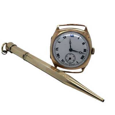 Lot 1168 - A 9ct hallmarked gold head-only wrist watch,...