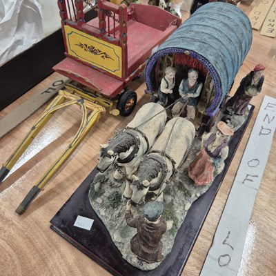 Lot 915 - A gypsy wagon figure group and a scratch-built...