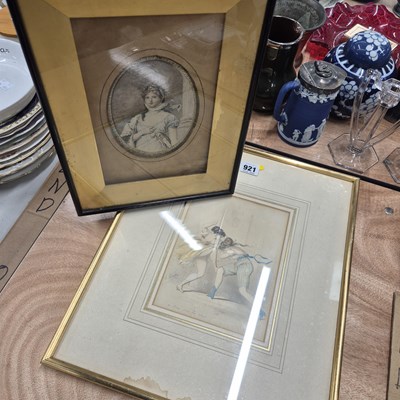 Lot 921 - A hand coloured print of two ladies fighting...