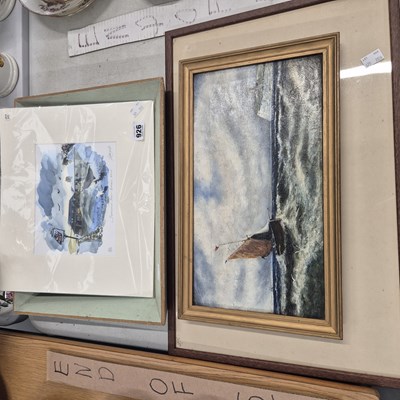 Lot 926 - An oil painting seascape, a further oil...