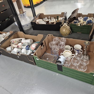 Lot 930 - Five boxes of various china, glass and...