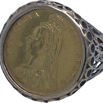 Lot 1177 - An 1887 shieldback 22ct gold half sovereign...