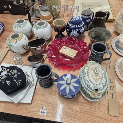 Lot 943 - Three Chinese ginger jars, Wedgwood...