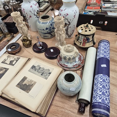 Lot 944 - A photo album, various oriental vases and...