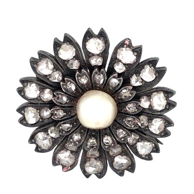 Lot 1194 - Antique diamond set brooch of floral cluster...