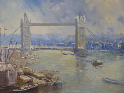 Lot 1443 - Will Longstaff (1879-1953), Tower Bridge, oil...