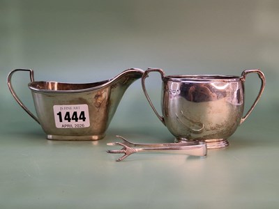 Lot 1444 - A silver cream jug, Birmingham 1960, a two...