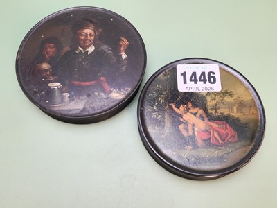 Lot 1446 - A German papier mache table snuff box painted...