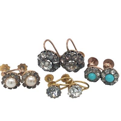 Lot 1200 - A group of four pairs of antique screw back...