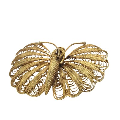 Lot 1208 - A 9ct gold butterfly brooch, unhallmarked but...