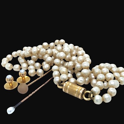 Lot 1210 - Two-strand cultured pearl necklace, the pearls...