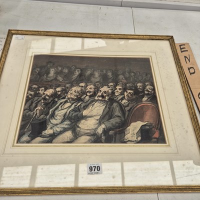Lot 970 - A 19th-century colour print, a theatre crowd