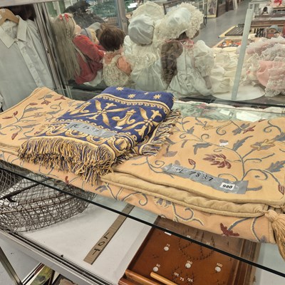 Lot 980 - Two crewel work throws and one other