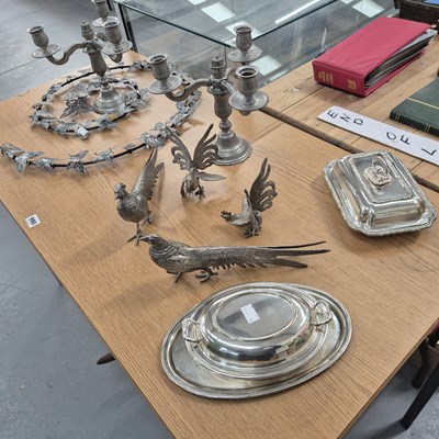 Lot 990 - Two silver-plated vegetable dishes, four...