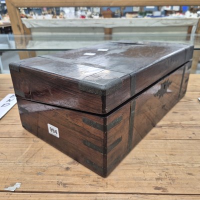 Lot 994 - A Victorian brass bound writing box