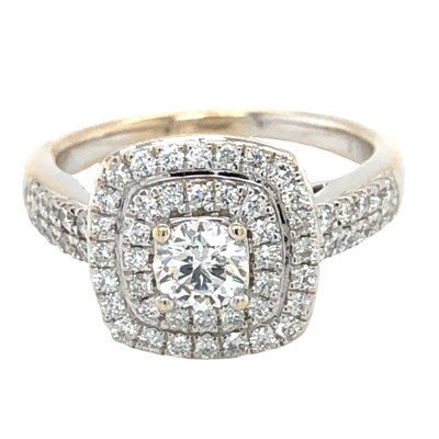 Lot 1226 - An 18ct white gold diamond cluster ring, the...