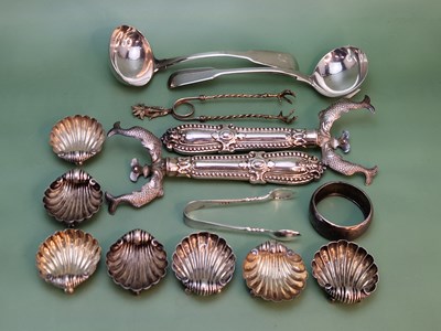 Lot 1240 - Seven hallmarked silver scalloped shell form...