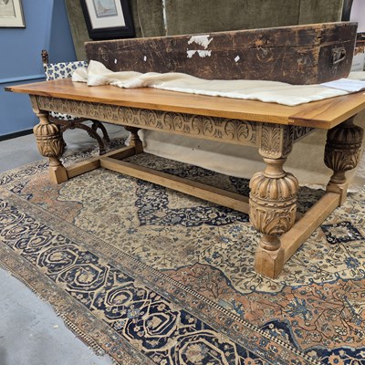 Lot 1476 - A large 17th-century style walnut refectory...