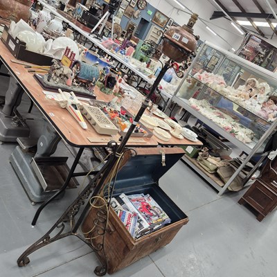 Lot 738 - A Victorian wrought iron standard lamp with...