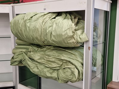 Lot 999B - A pair of heavy green curtains 2 m long