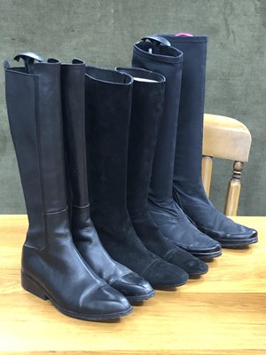 Lot 26 - Shoes - Three pairs of long black boots, to...