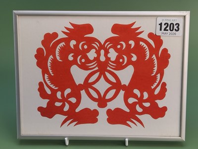 Lot 1203 - Guo Meihua, Shanxi, a papercut of two lions...