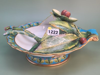 Lot 1222 - A Minton's majolica fruit dish together with...