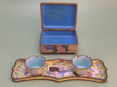 Lot 1225 - A 19th century Pekin enamel yellow ground tray...