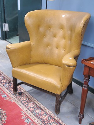 Lot 1241 - A George III mahogany wing backed armchair...