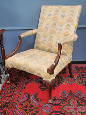 Lot 1243 - A George III mahogany Gainsborough armchair H...