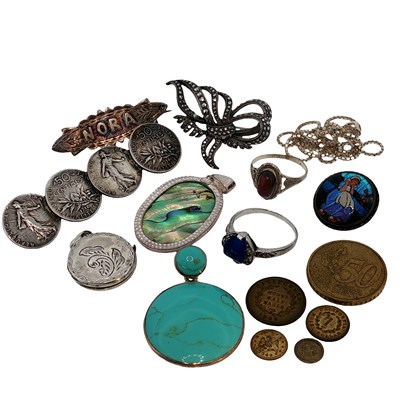 Lot 1007 - Silver jewellery; an antique brooch "Nora", a...
