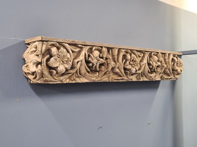Lot 1246 - A 19th century carved wood curtain pelmet with...