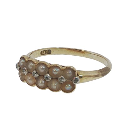 Lot 1053 - An antique 18ct gold pearl and diamond ring,...