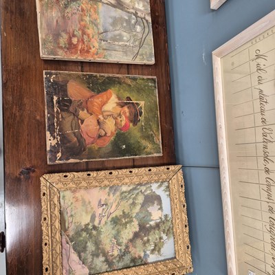 Lot 11 - Five various antique and later oil paintings,...