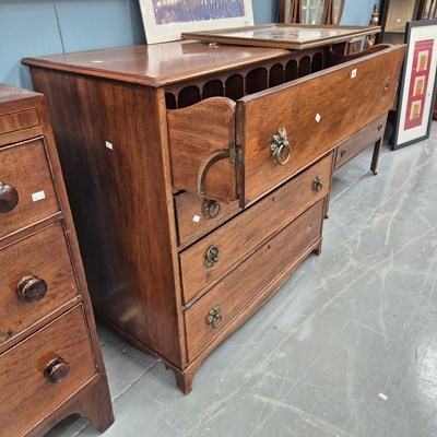 Lot 14 - A late Georgian mahogany secretaire chest  H...
