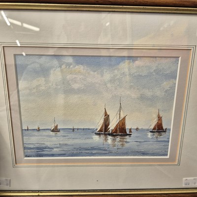 Lot 17 - A small watercolour, boating on coastal waters,...